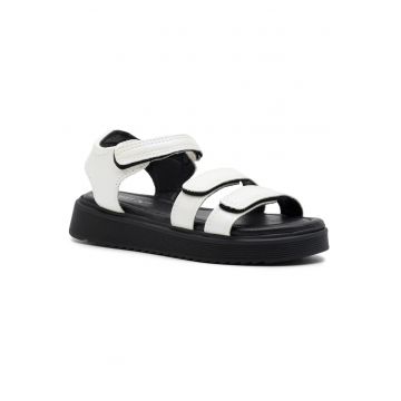 Sandale copii -  negru alb - plastic - sistem inchidere Velcro
