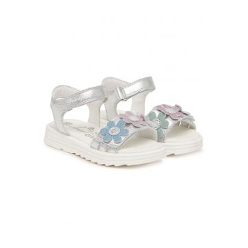 Sandale copii -  piele naturala - argintiu - velcro -