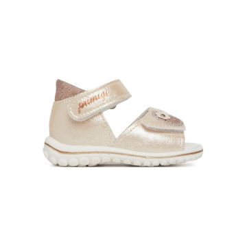 Sandale copii -  piele naturala - auriu - sistem inchidere Velcro -