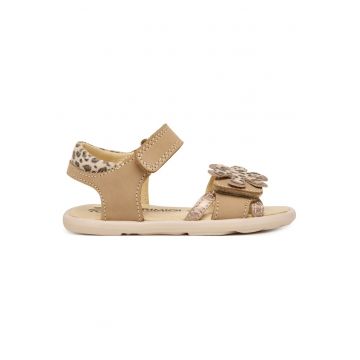 Sandale copii -  piele naturala - bej - cu sistem inchidere Velcro