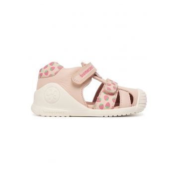 Sandale copii -  piele naturala - culoare roz - sistem inchidere Velcro
