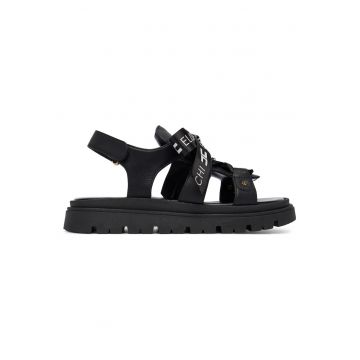 Sandale copii -  piele naturala - negru - sistem inchidere Velcro -