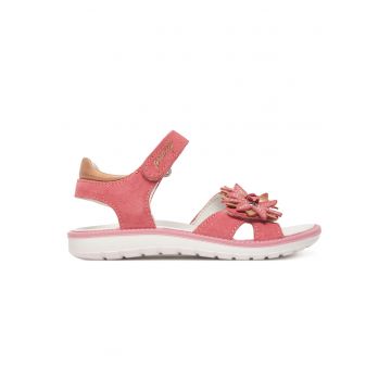 Sandale copii -  piele naturala - roz - cu inchidere Velcro