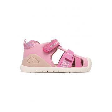 Sandale copii -  piele naturala - roz - cu sistem inchidere Velcro