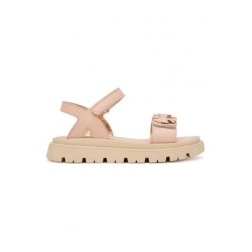 Sandale copii -  piele naturala - roz deschis - velcro