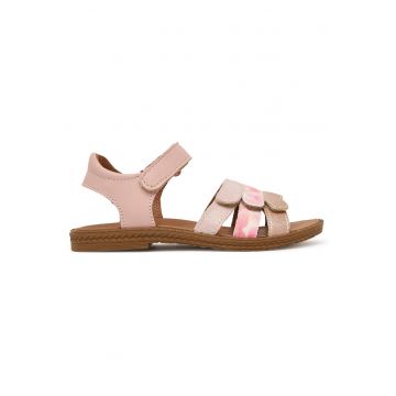 Sandale copii -  piele naturala - roz - sistem inchidere Velcro