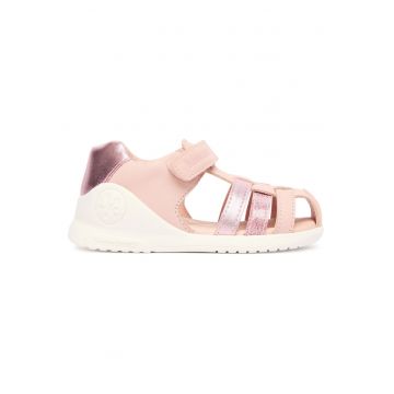 Sandale copii -  piele naturala - roz - sistem inchidere Velcro