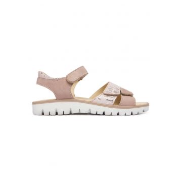Sandale copii -  roz - piele naturala - sistem inchidere Velcro