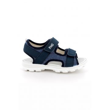 Sandale cu inchidere velcro si decupaje - Albastru prafuit/Bleumarin