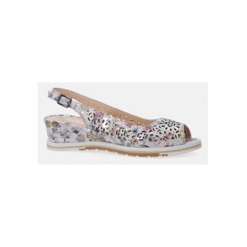 Sandale cu model floral si talpa wedge