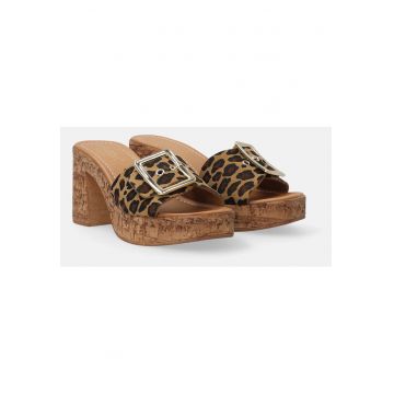 Sandale cu toc si model animal print