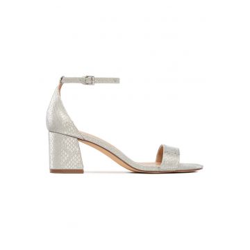 Sandale dama -  argintiu - material sintetic - toc clasic