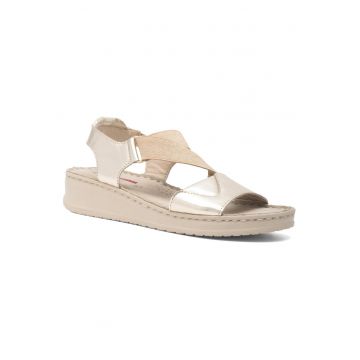 Sandale dama -  auriu - piele - platforma - sclipici -