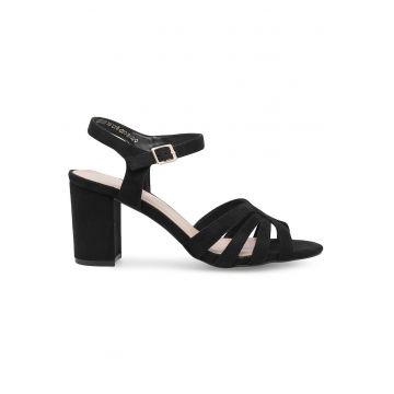Sandale dama -  clasic - negru - textil -