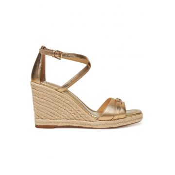 Sandale dama -  espadrile Mandy Wedge - piele naturala - aurie -