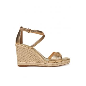 Sandale dama -  espadrile Mandy Wedge - piele naturala - aurie -
