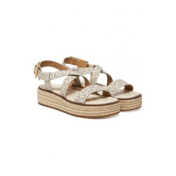 Sandale dama  Lynn - piele ecologica - platforma 5 cm - bej