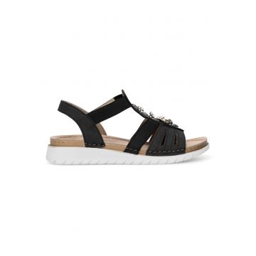 Sandale dama -  material sintetic - negru