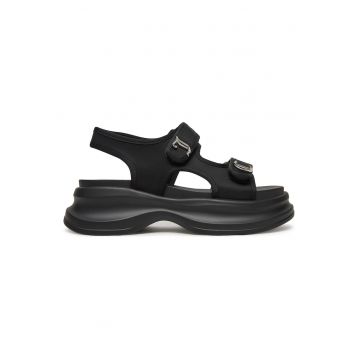 Sandale dama -  negru - material textil
