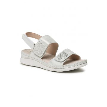 Sandale dama -  piele ecologica - argintiu -