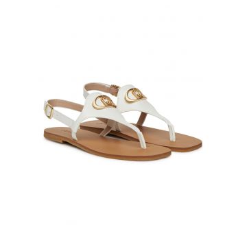 Sandale dama -  piele naturala - alb -
