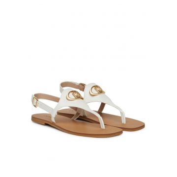Sandale dama -  piele naturala - alb -