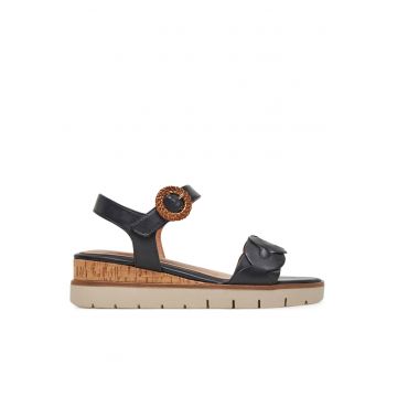 Sandale dama -  piele naturala - albastru -