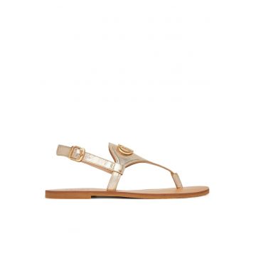 Sandale dama -  piele naturala - auriu - 37 EU -