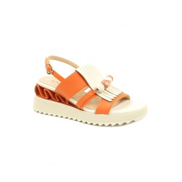 Sandale dama piele naturala D106 RD909 A824 - Portocaliu