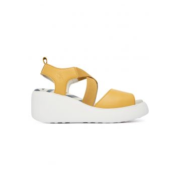 Sandale dama -  piele naturala - galben
