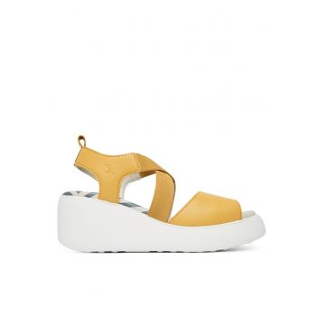 Sandale dama -  piele naturala - galben