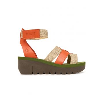 Sandale dama -  piele naturala - multicolor - sistem inchidere Velcro