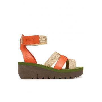 Sandale dama -  piele naturala - multicolor - sistem inchidere Velcro