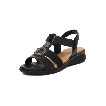 Sandale dama -  piele naturala - negru - design minimalist