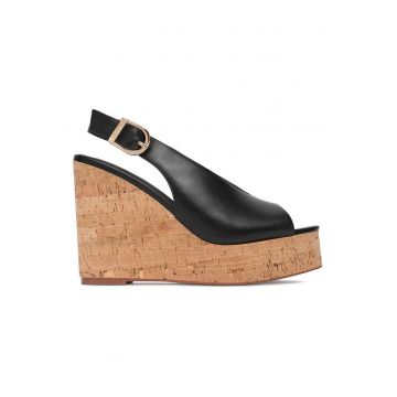 Sandale dama -  piele naturala - negru - inchidere cu catarama