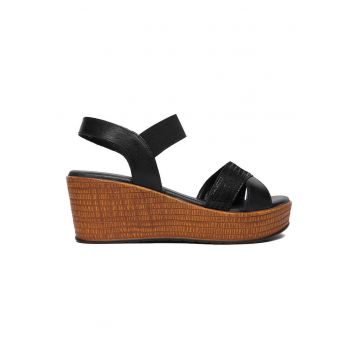 Sandale dama  piele naturala - negru/maro