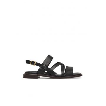 Sandale dama  piele naturala - negru - material sintetic
