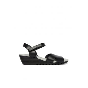 Sandale dama  piele naturala - negru - sistem inchidere Velcro