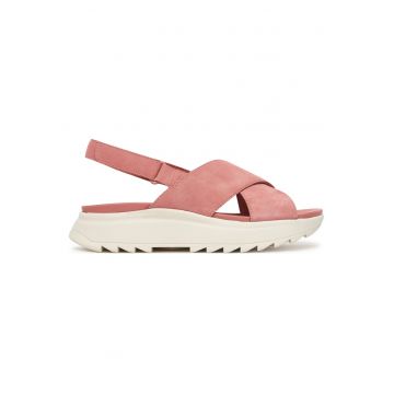 Sandale dama -  piele naturala - roz - sistem inchidere Velcro