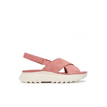 Sandale dama -  piele naturala - roz - sistem inchidere Velcro