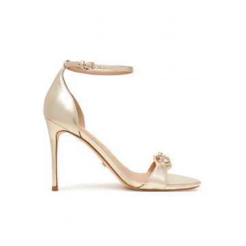 Sandale dama -  piele naturala - stiletto - auriu -