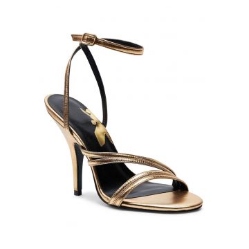 Sandale dama -  piele naturala - stiletto - auriu -