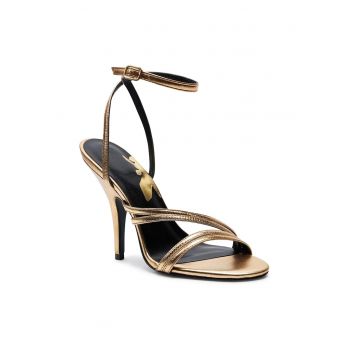 Sandale dama -  piele naturala - stiletto - auriu -