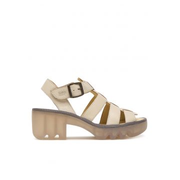 Sandale dama -  piele naturala - toc clasic - alb