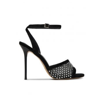 Sandale dama -  piele naturala - toc stiletto - negru