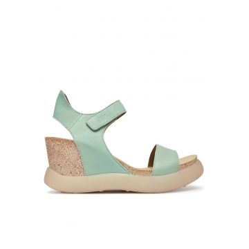 Sandale dama -  piele naturala - verde - sistem inchidere Velcro