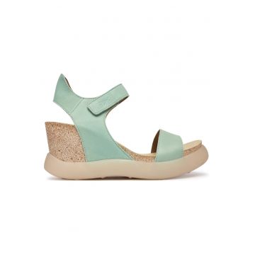 Sandale dama -  piele naturala - verde - sistem inchidere Velcro