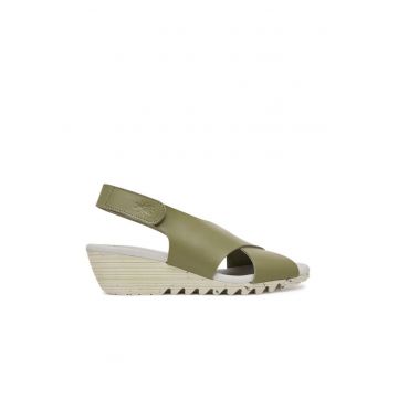 Sandale dama  piele naturala - verde - sistem inchidere Velcro