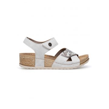 Sandale dama -  sintetic - bej - inchidere velcro - Bej