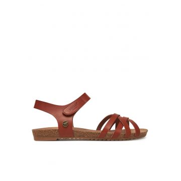 Sandale dama -  sintetic - inchidere velcro - maro